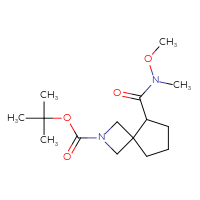 Chemical structure of tert-butyl 5-[methoxy(methyl)carbamoyl]-2-azaspiro[3.4]octane-2-carboxylate - CSSB03439744330