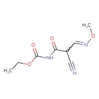 Chemical structure of ethyl N-{2-cyano-2-[(methoxyimino)methyl]acetyl}carbamate - CSSB00032353140