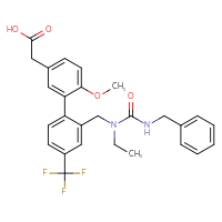 Chemical structure of 2-(2'-{[(benzylcarbamoyl)(ethyl)amino]methyl}-6-methoxy-4'-(trifluoromethyl)-[1,1'-biphenyl]-3-yl)acetic acid - CSSB00159320877