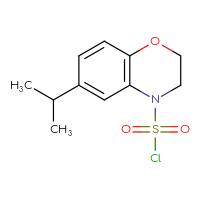 Chemical structure of 6-(propan-2-yl)-3,4-dihydro-2H-1,4-benzoxazine-4-sulfonyl chloride - CSSB21224775290