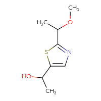 Chemical structure of 1-[2-(1-methoxyethyl)-1,3-thiazol-5-yl]ethan-1-ol - CSSB00012609941