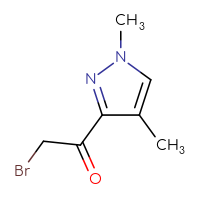 Chemical structure of 2-bromo-1-(1,4-dimethyl-1H-pyrazol-3-yl)ethan-1-one - CSSB00102472686