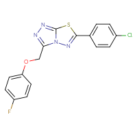Chemical structure of 6-(4-chlorophenyl)-3-[(4-fluorophenoxy)methyl]-[1,2,4]triazolo[3,4-b][1,3,4]thiadiazole - CSSB00121637007