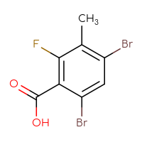 Chemical structure of 4,6-dibromo-2-fluoro-3-methylbenzoic acid - CSSB06835378399