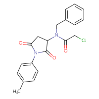 Chemical structure of N-benzyl-2-chloro-N-[1-(4-methylphenyl)-2,5-dioxopyrrolidin-3-yl]acetamide - CSSB00020601478