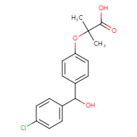 Chemical structure of 2-{4-[(4-chlorophenyl)(hydroxy)methyl]phenoxy}-2-methylpropanoic acid - CSSB00000065772