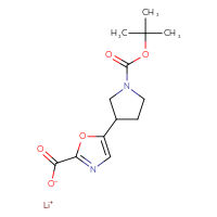 Chemical structure of lithium(1+) 5-{1-[(tert-butoxy)carbonyl]pyrrolidin-3-yl}-1,3-oxazole-2-carboxylate - CSSB21332051169