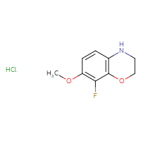 Chemical structure of 8-fluoro-7-methoxy-3,4-dihydro-2H-1,4-benzoxazine hydrochloride - CSSB20621657259