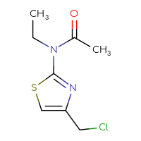 Chemical structure of N-[4-(chloromethyl)-1,3-thiazol-2-yl]-N-ethylacetamide - CSSB00000010819