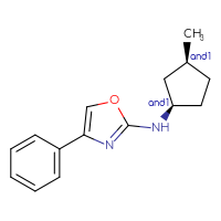 Chemical structure of rac-N-[(1R,3S)-3-methylcyclopentyl]-4-phenyl-1,3-oxazol-2-amine - CSSB21495882737