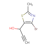 Chemical structure of 1-(4-bromo-2-methyl-1,3-thiazol-5-yl)prop-2-yn-1-ol - CSSB20636250777