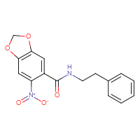 Chemical structure of 6-nitro-N-(2-phenylethyl)-2H-1,3-benzodioxole-5-carboxamide - CSSB00048332157