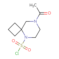 Chemical structure of 8-acetyl-5,8-diazaspiro[3.5]nonane-5-sulfonyl chloride - CSSB14959848032