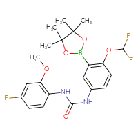 Chemical structure of 1-[4-(difluoromethoxy)-3-(4,4,5,5-tetramethyl-1,3,2-dioxaborolan-2-yl)phenyl]-3-(4-fluoro-2-methoxyphenyl)urea - CSSB21332115505
