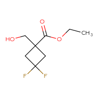 Chemical structure of ethyl 3,3-difluoro-1-(hydroxymethyl)cyclobutane-1-carboxylate - CSSB06447939722