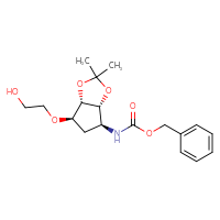 Chemical structure of benzyl N-[(3aR,4S,6R,6aS)-6-(2-hydroxyethoxy)-2,2-dimethyl-hexahydrocyclopenta[d][1,3]dioxol-4-yl]carbamate - CSSB00034501377