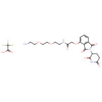 Chemical structure of N-{2-[2-(2-aminoethoxy)ethoxy]ethyl}-2-{[2-(2,6-dioxopiperidin-3-yl)-1,3-dioxo-2,3-dihydro-1H-isoindol-4-yl]oxy}acetamide; trifluoroacetic acid - CSSB00159269543