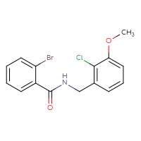Chemical structure of 2-bromo-N-[(2-chloro-3-methoxyphenyl)methyl]benzamide - CSSB02545662532