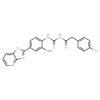 Chemical structure of 1-[2-(4-chlorophenyl)acetyl]-3-(2-methyl-4-{[1,3]oxazolo[4,5-b]pyridin-2-yl}phenyl)thiourea - CSSB00121621101
