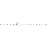 Chemical structure of (9E)-N-[({5-amino-1-[(2,5,8,11,14,17,20,23,26,29,32-undecaoxatetratriacontan-34-yl)carbamoyl]pentyl}carbamoyl)methyl]octadec-9-enamide - CSSB06645150623