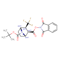 Chemical structure of rac-7-tert-butyl 2-(1,3-dioxo-2,3-dihydro-1H-isoindol-2-yl) (1R,2S,3R,4S)-3-(trifluoromethyl)-7-azabicyclo[2.2.1]heptane-2,7-dicarboxylate - CSSB20620685042