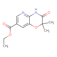 Chemical structure of ethyl 2,2-dimethyl-3-oxo-2H,3H,4H-pyrido[3,2-b][1,4]oxazine-7-carboxylate - CSSB15069648140