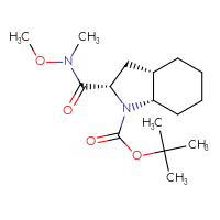 Chemical structure of tert-butyl (2S,3aS,7aS)-2-[methoxy(methyl)carbamoyl]-octahydro-1H-indole-1-carboxylate - CSSB00990285043