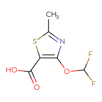Chemical structure of 4-(difluoromethoxy)-2-methyl-1,3-thiazole-5-carboxylic acid - CSSB00010427423