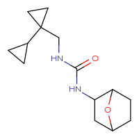 Chemical structure of 3-({[1,1'-bi(cyclopropane)]-1-yl}methyl)-1-{7-oxabicyclo[2.2.1]heptan-2-yl}urea - CSSB00080275505