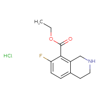 Chemical structure of ethyl 7-fluoro-1,2,3,4-tetrahydroisoquinoline-8-carboxylate hydrochloride - CSSB21043406444