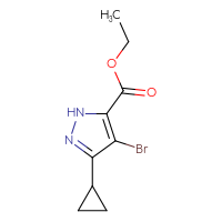 Chemical structure of ethyl 4-bromo-3-cyclopropyl-1H-pyrazole-5-carboxylate - CSSB00010112750