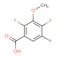 Chemical structure of 2,4-difluoro-5-iodo-3-methoxybenzoic acid - CSSB20440523899