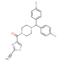 Chemical structure of 1-[bis(4-chlorophenyl)methyl]-4-(2-ethynyl-1,3-thiazole-4-carbonyl)piperazine - CSSB06741697844