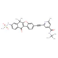 Chemical structure of N-tert-butyl-2-(2-{5-methanesulfonamido-2,2-dimethyl-9-oxo-17-oxatetracyclo[8.7.0.0³,⁸.0¹¹,¹⁶]heptadeca-1(10),3,5,7,11,13,15-heptaen-14-yl}ethynyl)-6-methylpyridine-4-carboxamide - CSSB00161188624