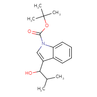 Chemical structure of tert-butyl 3-(1-hydroxy-2-methylpropyl)-1H-indole-1-carboxylate - CSSB20825243911