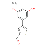 Chemical structure of 4-(3-hydroxy-5-methoxyphenyl)thiophene-2-carbaldehyde - CSSB00010139729