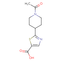 Chemical structure of 2-(1-acetylpiperidin-4-yl)-1,3-thiazole-5-carboxylic acid - CSSB00099297020