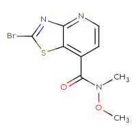 Chemical structure of 2-bromo-N-methoxy-N-methyl-[1,3]thiazolo[4,5-b]pyridine-7-carboxamide - CSSB21151594275