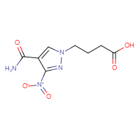 Chemical structure of 4-(4-carbamoyl-3-nitro-1H-pyrazol-1-yl)butanoic acid - CSSB00015199563