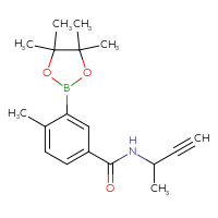 Chemical structure of N-(but-3-yn-2-yl)-4-methyl-3-(4,4,5,5-tetramethyl-1,3,2-dioxaborolan-2-yl)benzamide - CSSB00166114520