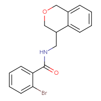 Chemical structure of 2-bromo-N-[(3,4-dihydro-1H-2-benzopyran-4-yl)methyl]benzamide - CSSB01966989862