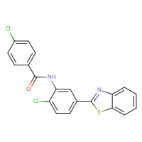 Chemical structure of N-[5-(1,3-benzothiazol-2-yl)-2-chlorophenyl]-4-chlorobenzamide - CSSB00121687008