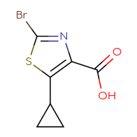 Chemical structure of 2-bromo-5-cyclopropyl-1,3-thiazole-4-carboxylic acid - CSSB00000719536