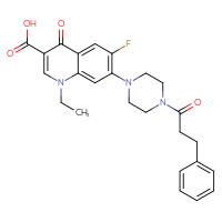 Chemical structure of 1-ethyl-6-fluoro-4-oxo-7-[4-(3-phenylpropanoyl)piperazin-1-yl]-1,4-dihydroquinoline-3-carboxylic acid - CSSB00020588415