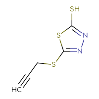 Chemical structure of 5-(prop-2-yn-1-ylsulfanyl)-1,3,4-thiadiazole-2-thiol - CSSB00015596544