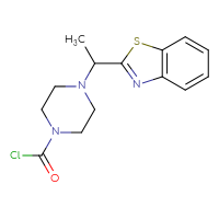 Chemical structure of 4-[1-(1,3-benzothiazol-2-yl)ethyl]piperazine-1-carbonyl chloride - CSSB21224772392