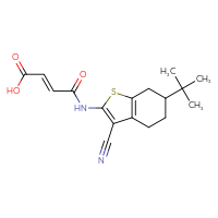 Chemical structure of (2E)-3-[(6-tert-butyl-3-cyano-4,5,6,7-tetrahydro-1-benzothiophen-2-yl)carbamoyl]prop-2-enoic acid - CSSB00132387299
