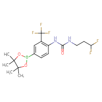 Chemical structure of 3-(3,3-difluoropropyl)-1-[4-(4,4,5,5-tetramethyl-1,3,2-dioxaborolan-2-yl)-2-(trifluoromethyl)phenyl]urea - CSSB21332140454