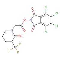Chemical structure of 4,5,6,7-tetrachloro-1,3-dioxo-2,3-dihydro-1H-isoindol-2-yl 2-[2-oxo-3-(trifluoromethyl)piperidin-1-yl]acetate - CSSB20270950379