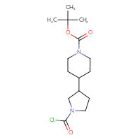 Chemical structure of tert-butyl 4-[1-(carbonochloridoyl)pyrrolidin-3-yl]piperidine-1-carboxylate - CSSB06358761330